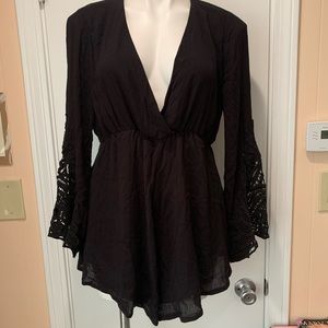 San Joy Black Lacey Romper